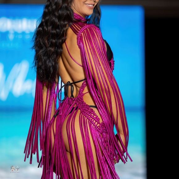 Handmade Macramé Metallic Festival Dress - Picture 16 of 17